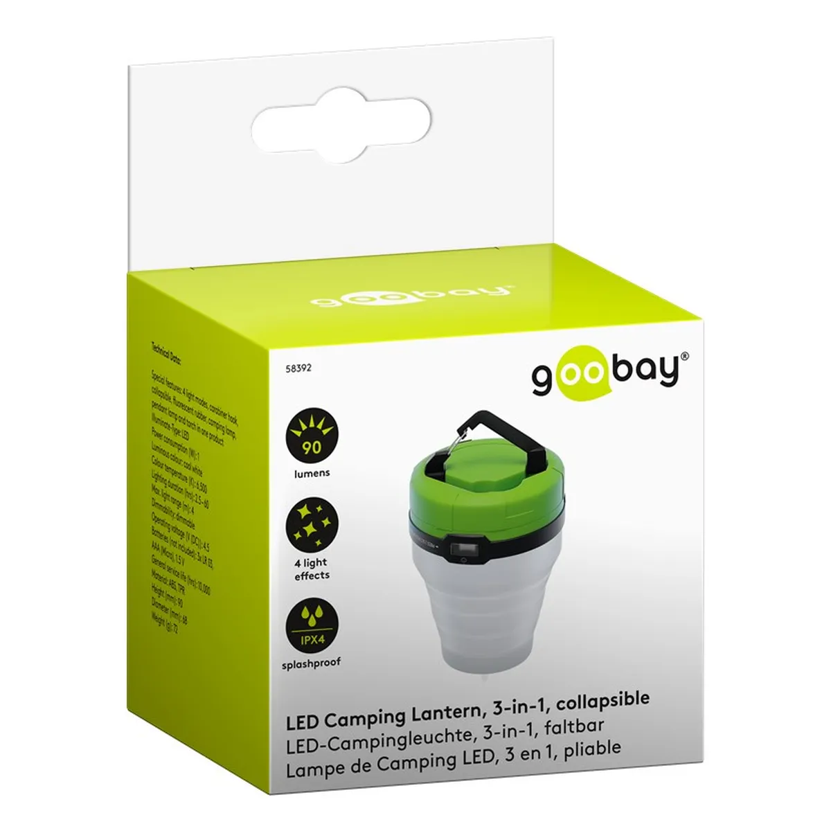 Goobay LED-Campingleuchte, 3-in-1, faltbar
