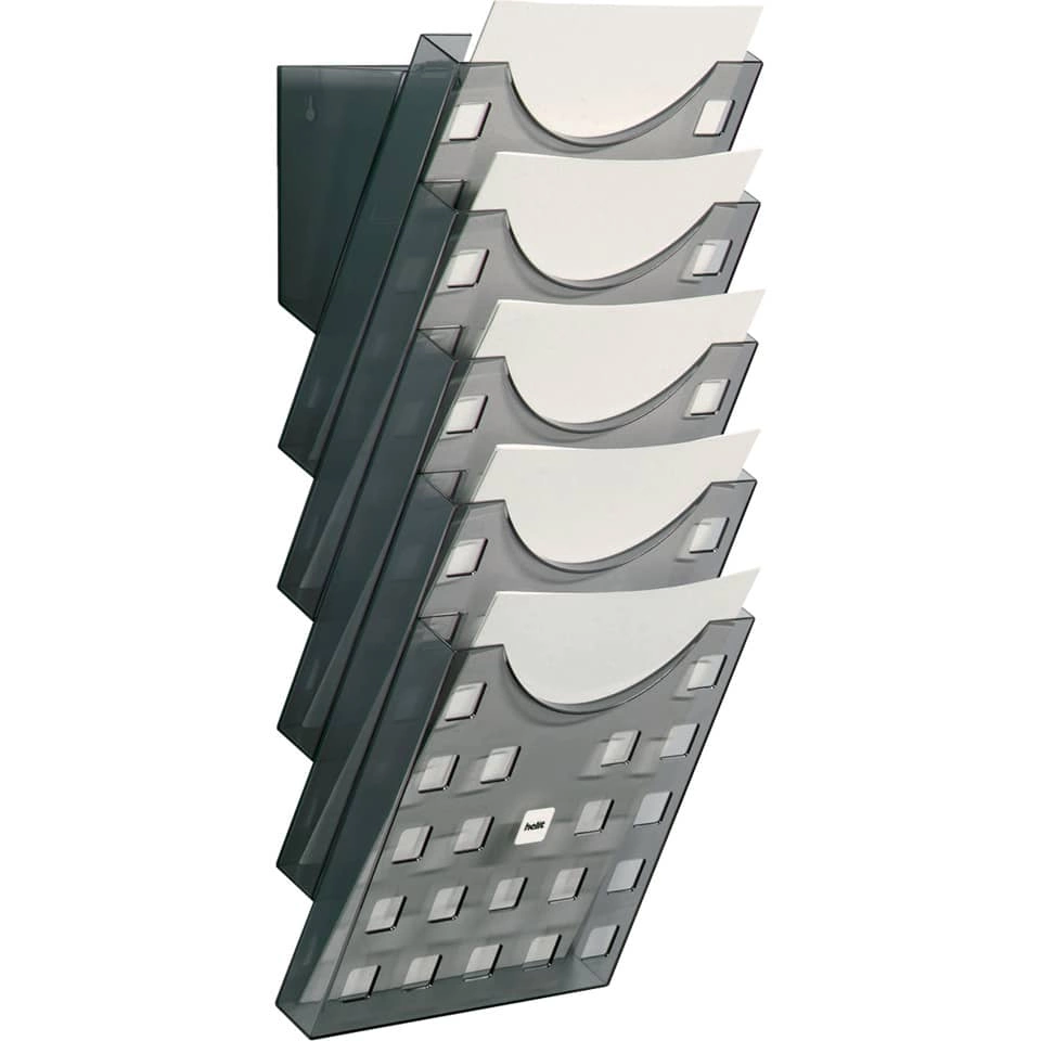Helit Wand-Prospekthalter - A4 hoch, grau transparent