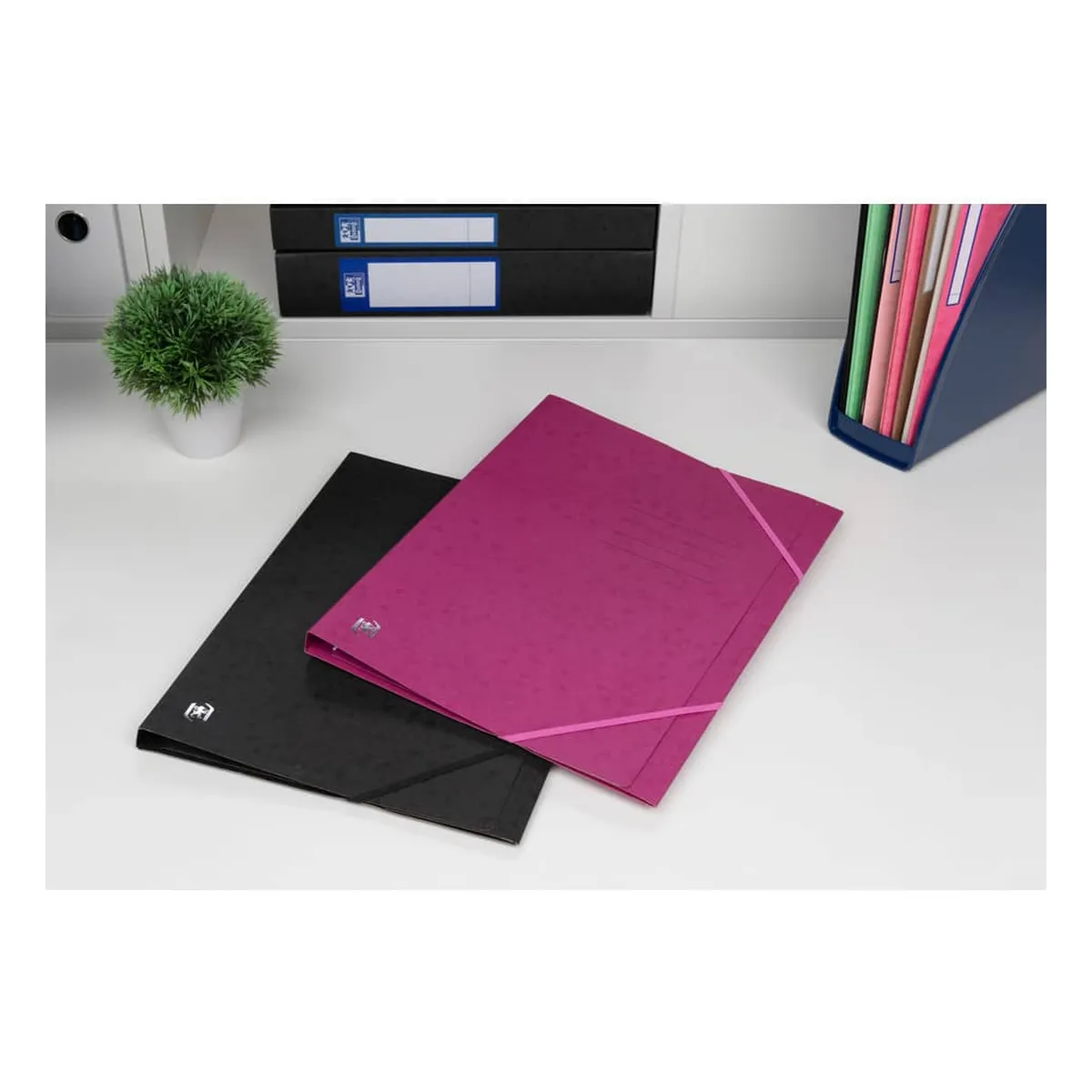 OXFORD Eckspannmappe TOP FILE+ - A4, 390 g/qm, Karton, Gummizug, violett