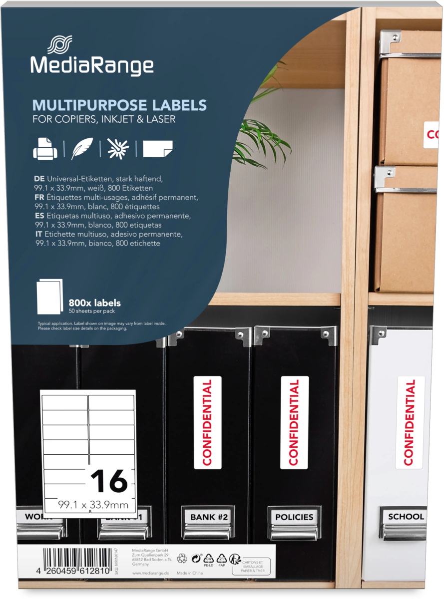 MediaRange Universal-Etiketten, 99,1x33,9 mm, 800 Stück