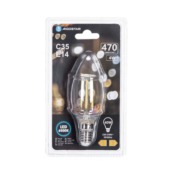 Aigostar LED FILAMENT 'Kerze', 4W, E14