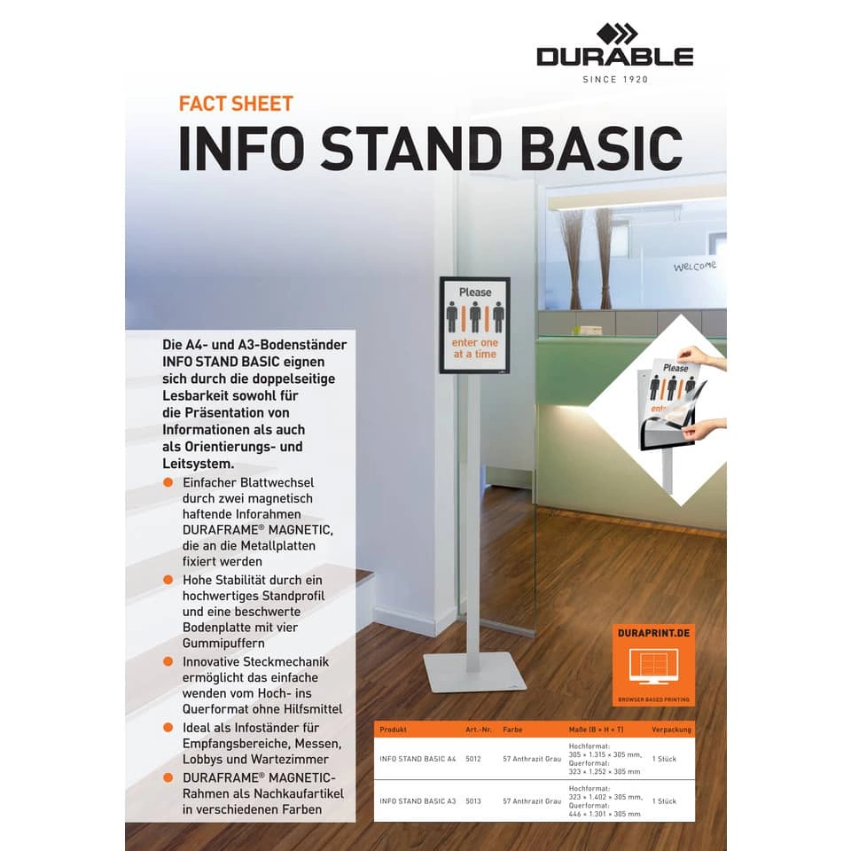 DURABLE Prospektständer A3 anthrazit/grau