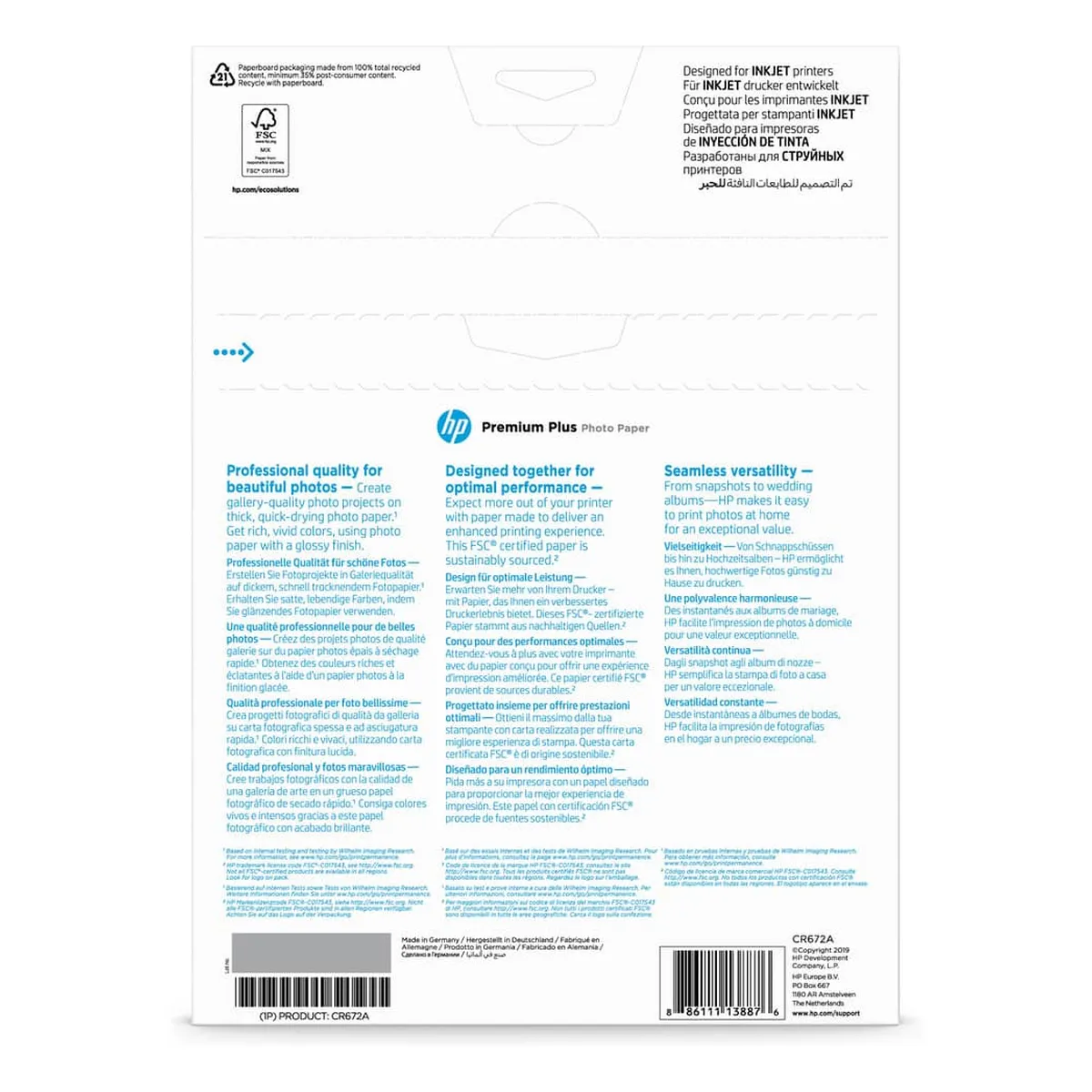 HP Premium Plus Fotopapier - DIN A4, hochglänzend, 300 g/qm, 20 Blatt