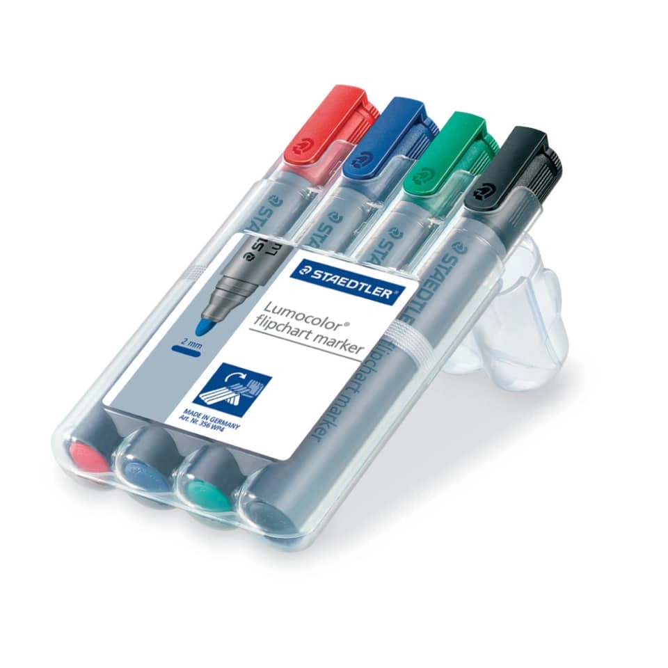 Flipchart-Marker Lumocolor® 356, nachfüllbar, 2 mm, STAEDTLER Box mit 4 Farben