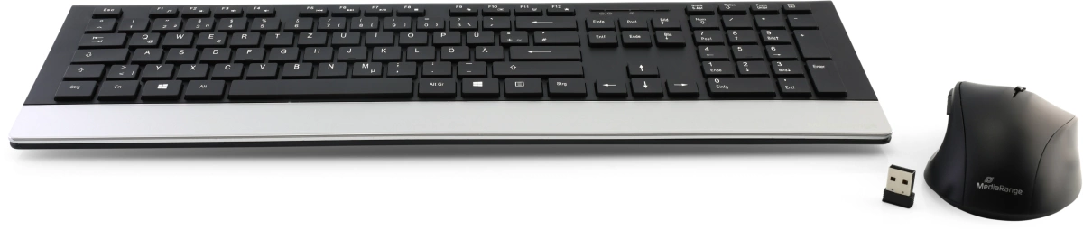 Funk-Tastatur- und Maus-Set HIGHLINE, QWERTZ, schwarz/silber