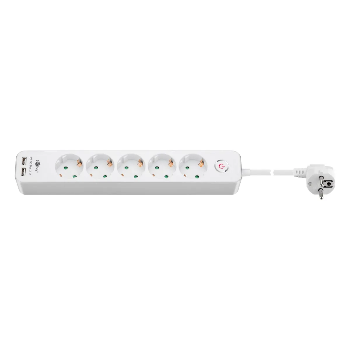 Goobay 5-fach Steckdosenleiste mit Schalter und 2 USB Ports