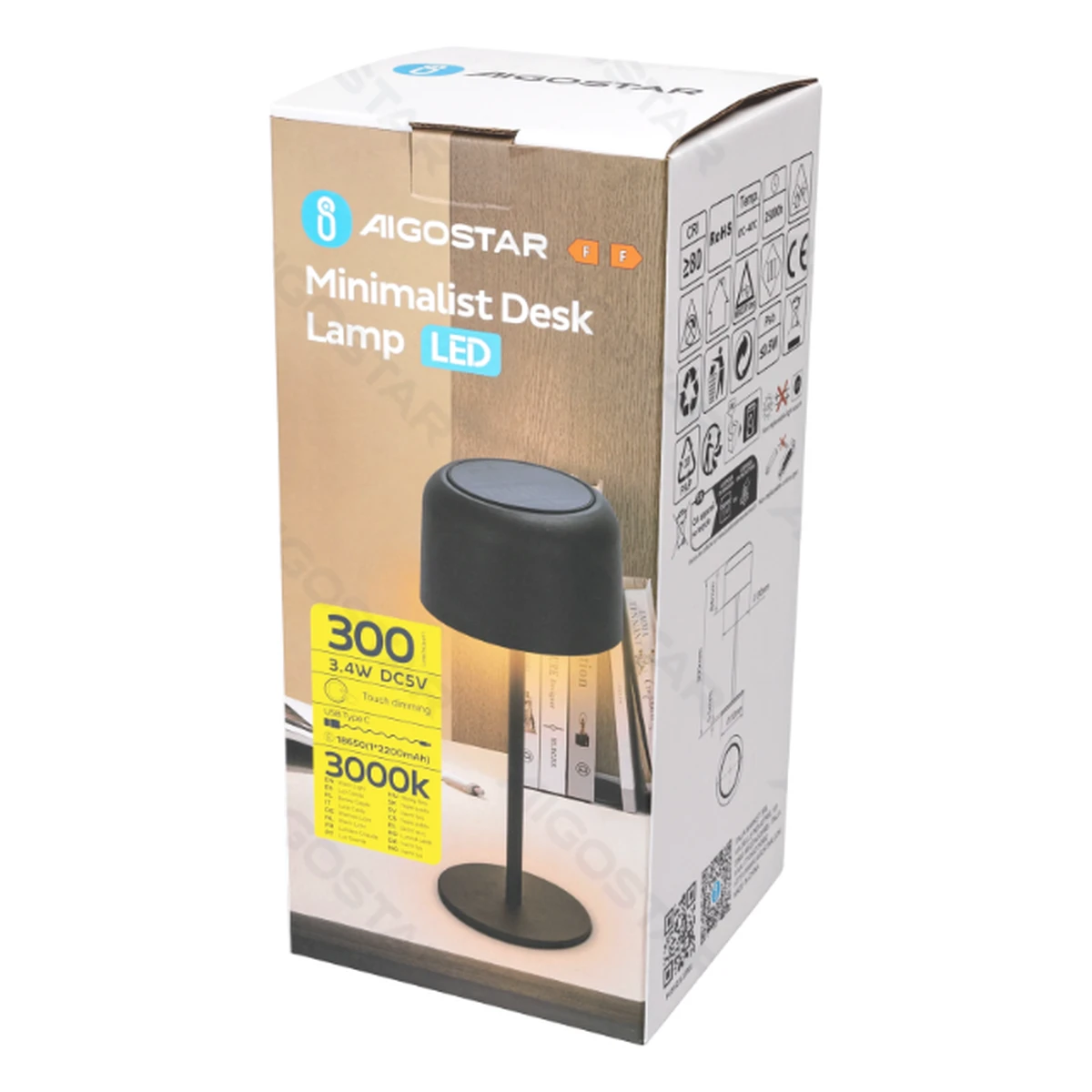Aigostar LED Solar Tischleuchte, schwarz