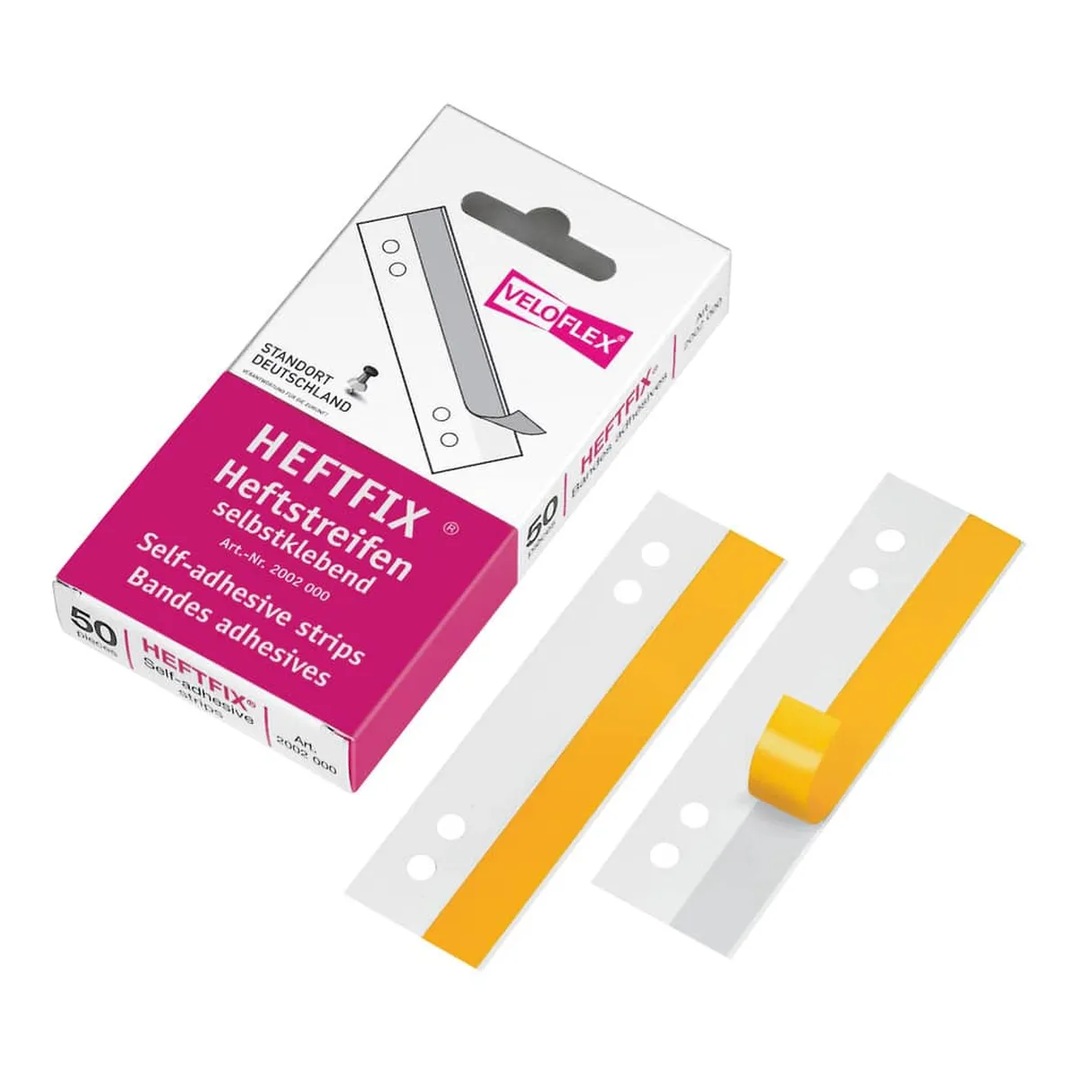 Veloflex Heftstreifen HEFTFIX® - selbstklebend, PVC, 105 mm, glasklar, 50 Stück