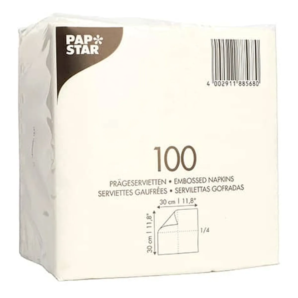 PapStar Servietten - 30 x 30 cm, 1-lagig, weiß, 100 Stück