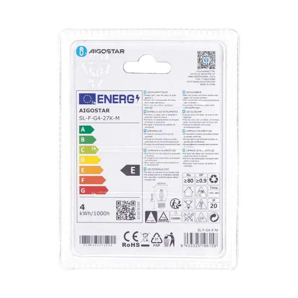 Aigostar LED FILAMENT 'Classic', 4W, E27
