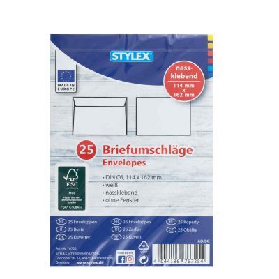 Briefumschläge, DIN C6, 25 Stück