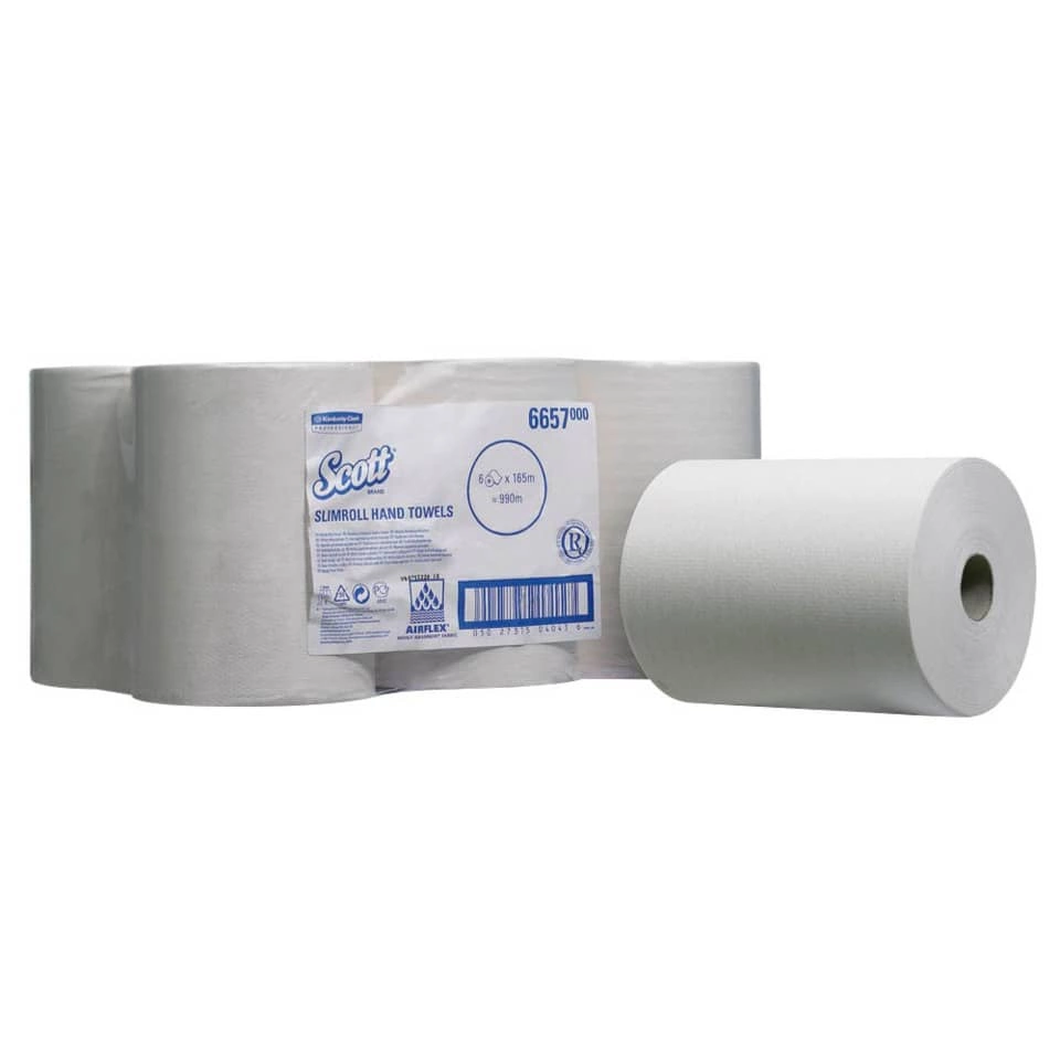 SCOTT Rollenhandtuch Slimroll™ - 1-lagig, weiß, 6 Rollen à 165 m