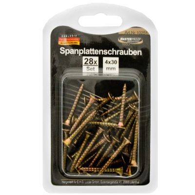 Masterproof Spanplattenschrauben 4x30mm, 28 Stück
