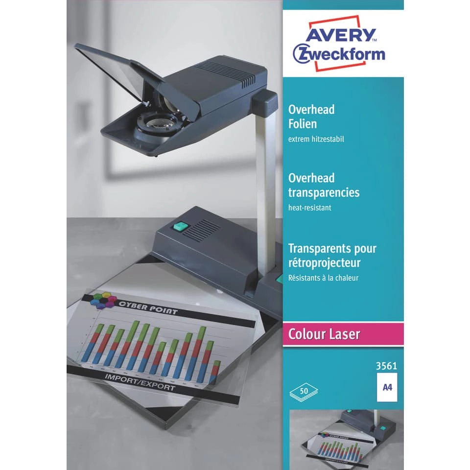 AVERY ZWECKFORM Overhead-Folien - A4, beidseitig beschichtet, 0,13 mm, 50 Blatt
