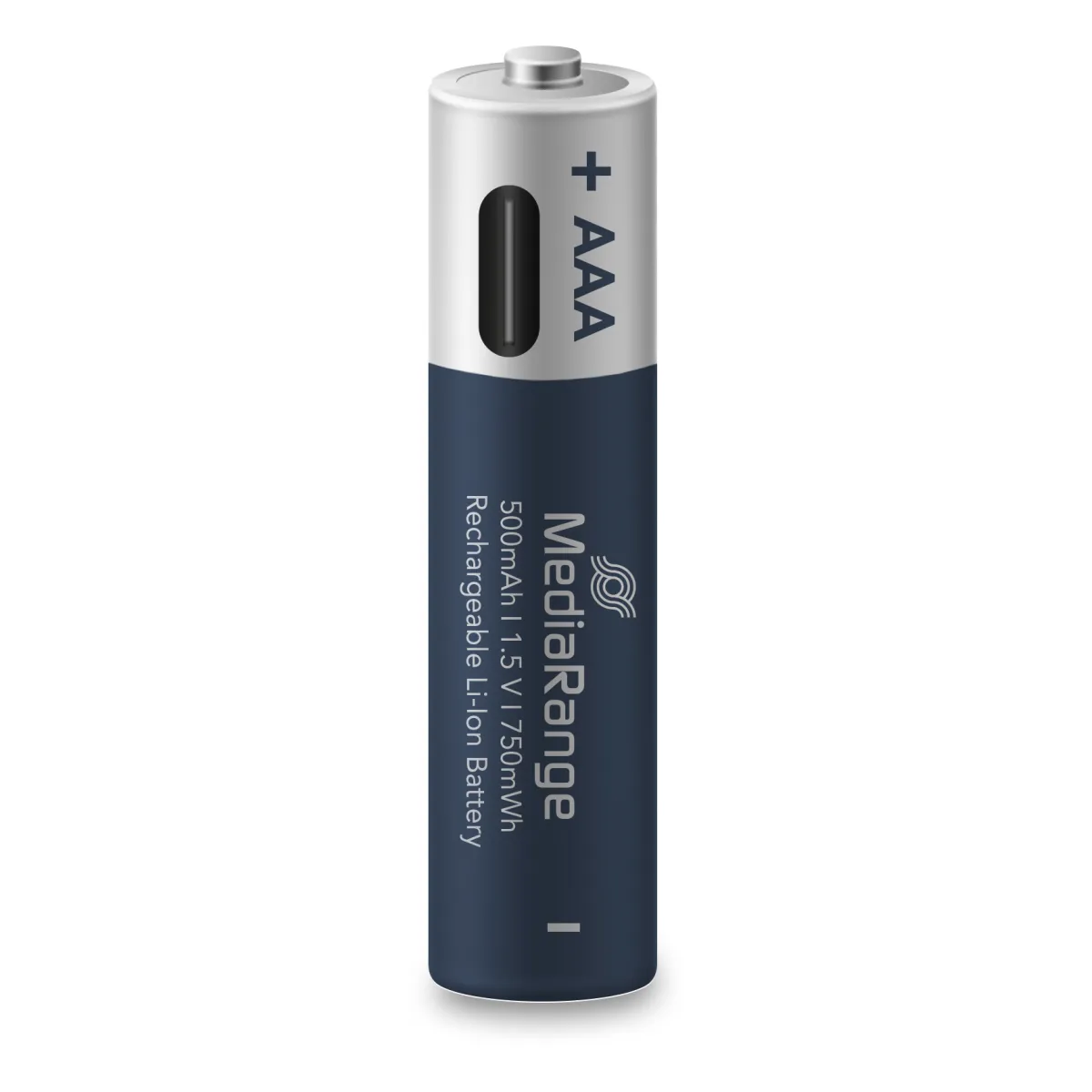 MediaRange wiederaufladbare USB-C Li-Ion Batterien, Micro AAA I 1.5V I 500mAh, 4-Pack