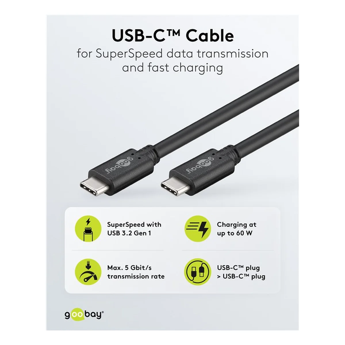 USB-C™-Kabel, 1,5 m, schwarz
