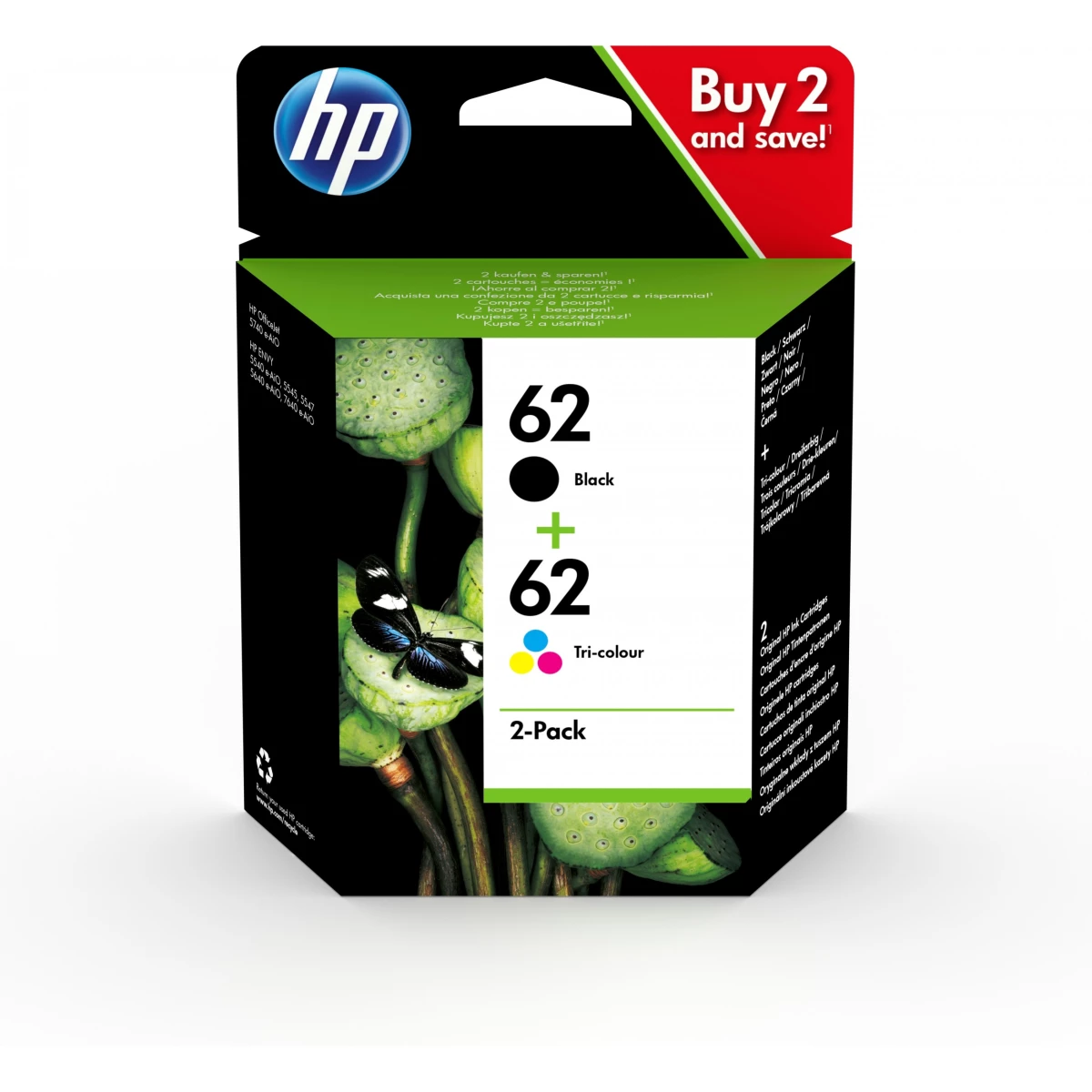 HP MultiPack '62' schwarz + farbig 8,5 ml