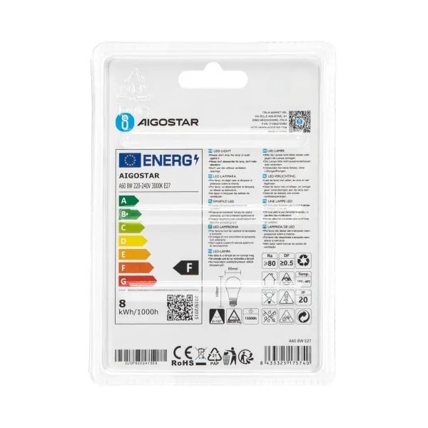 Aigostar LED 'Birne', 8W, E27