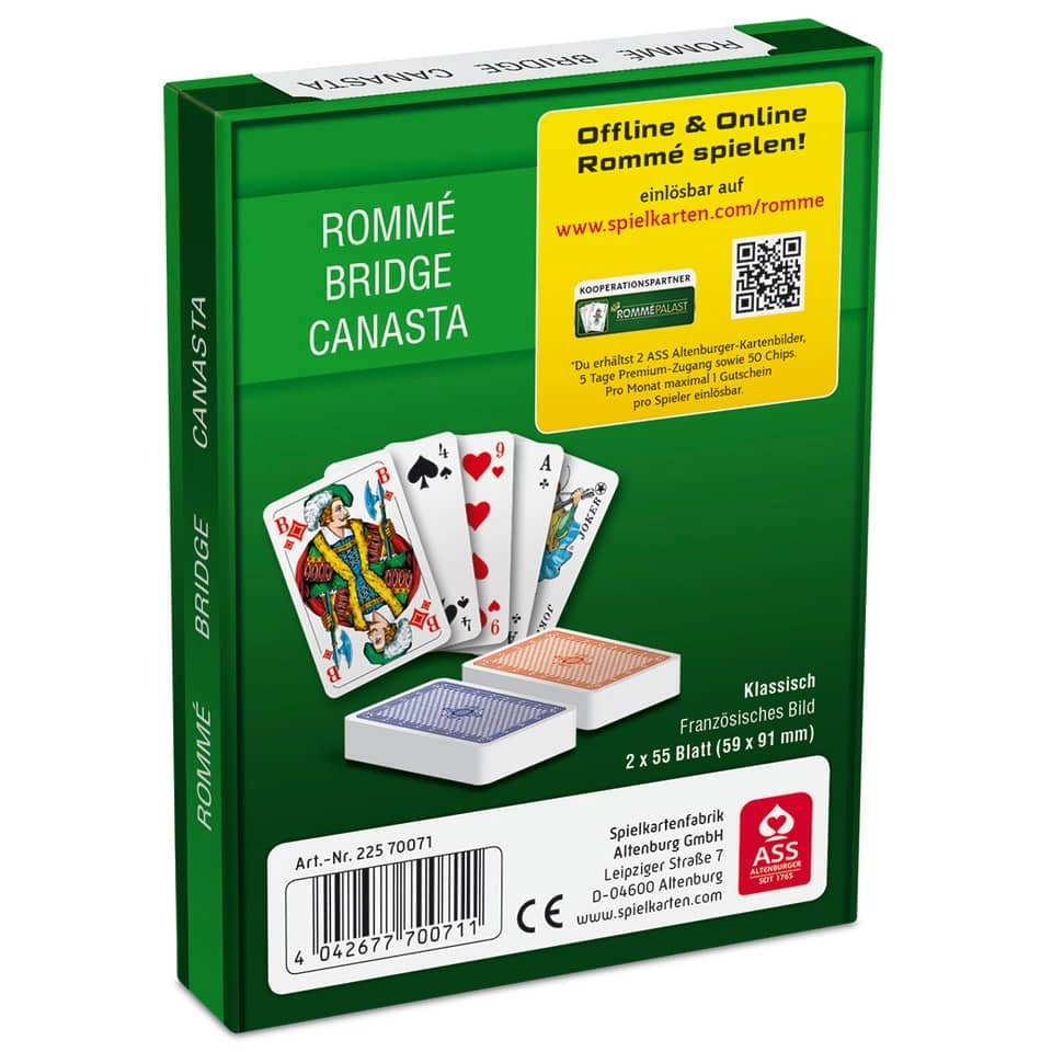 Spielkarten Rommé-Canasta-Bridge (in Stülpschachtel)