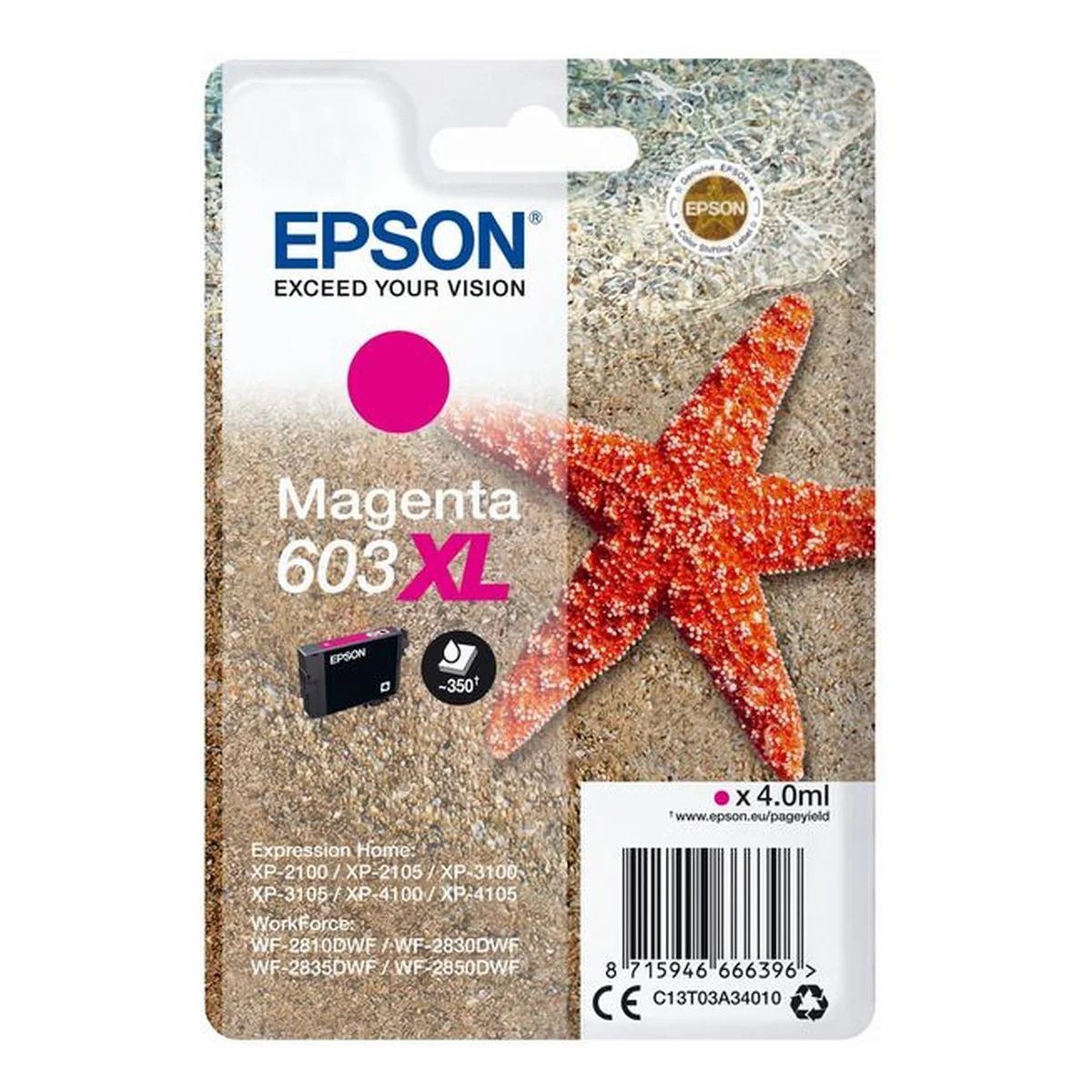 Druckerpatrone Epson 603XL magenta 4 ml | 350 Seiten (C13T03A34010)