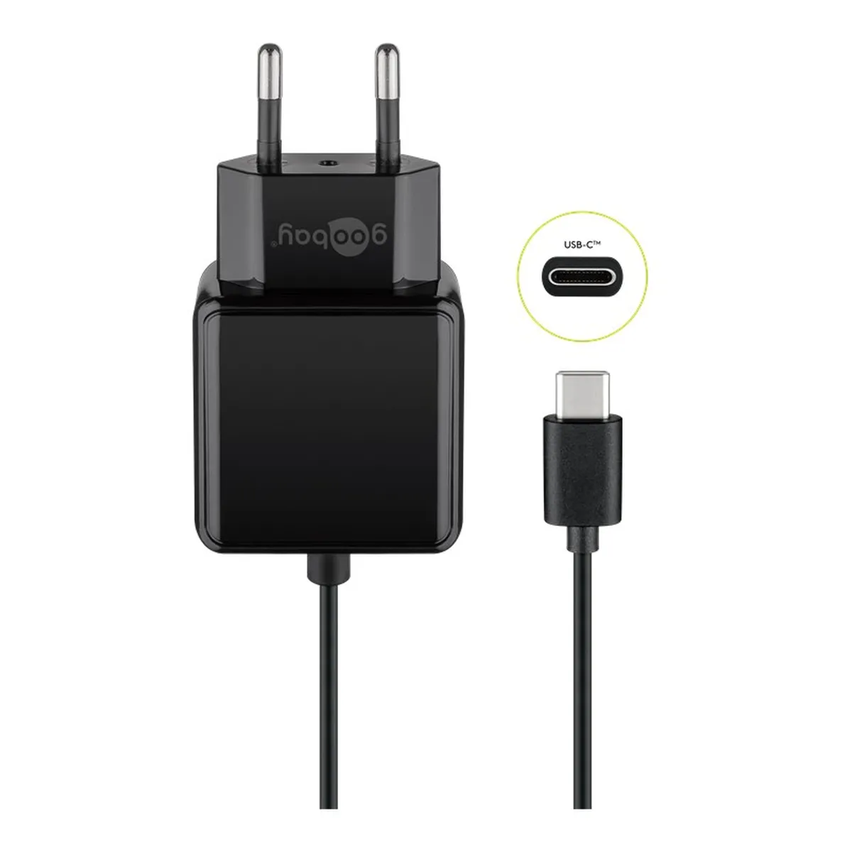 Goobay Ladegerät mit 1,5m USB-C™ Anschlusskabel 3,0A (15W) schwarz
