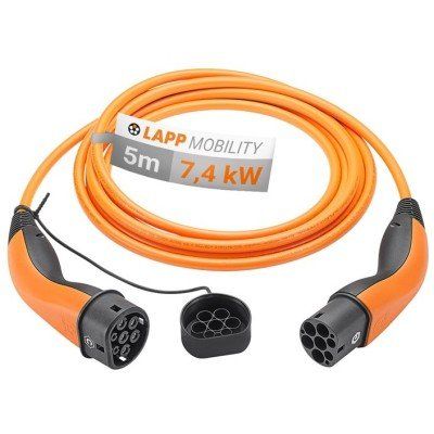 Ladekabel Typ 2, bis zu 7,4 kW, 5 m, Orange