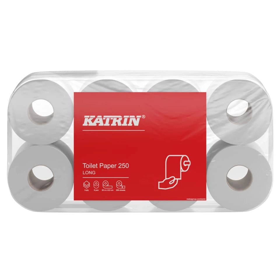 Toilettenpapier Plus Toilet 250 - 3-lagig, weiß, 6x 8 Rollen à 250 Blatt