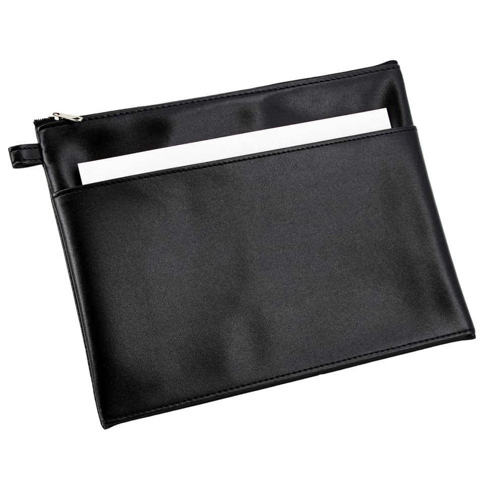 Alassio Mehrwegbeutel - 25 x 19 cm, Lederimitat, Vortasche, schwarz