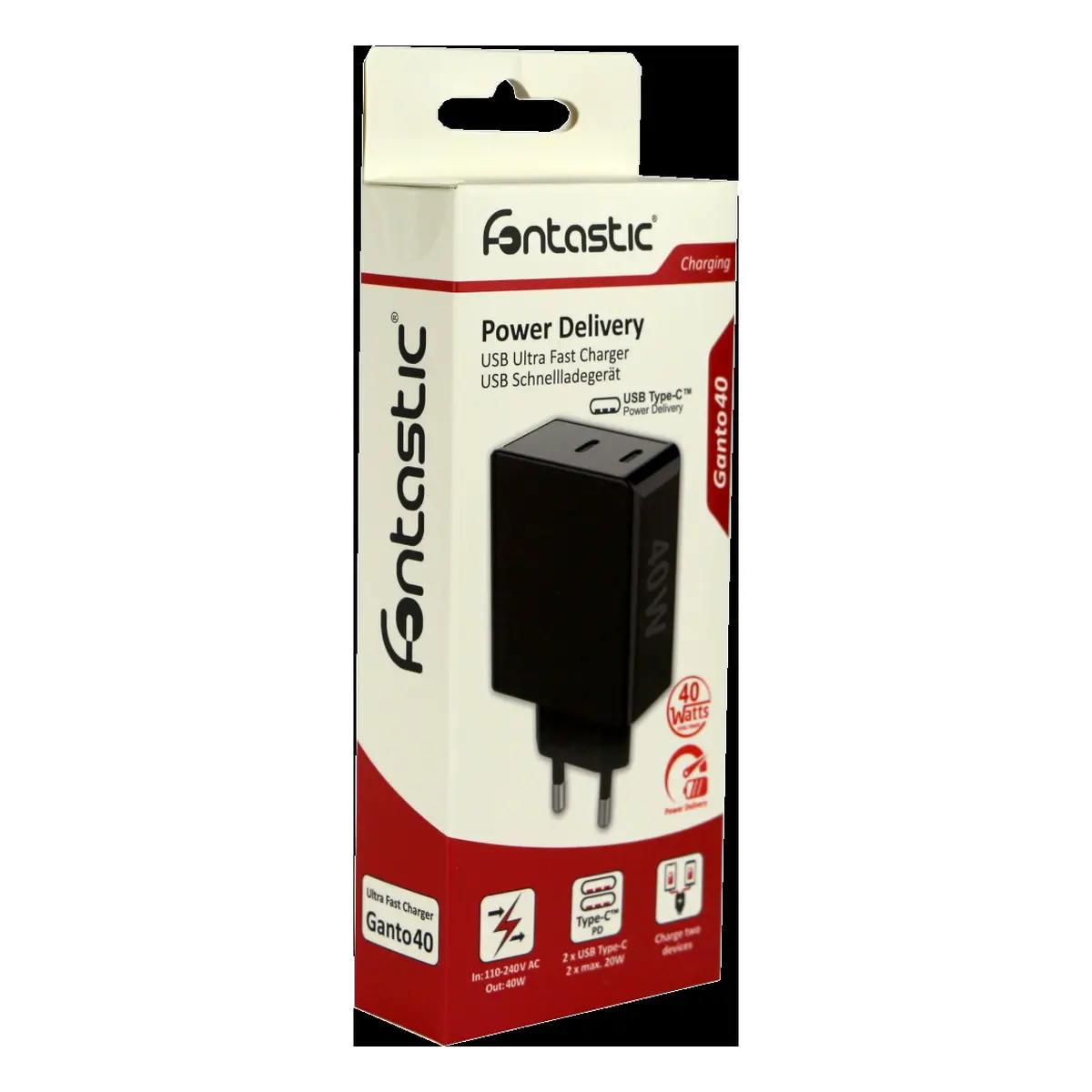 Fontastic Netzteil 2 x USB Typ-C, Power Deliver, 40W