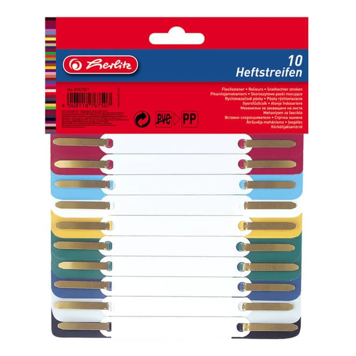 Herlitz Heftstreifen - 34 x 150 mm, PP-Folie, 10 Stück, sortiert