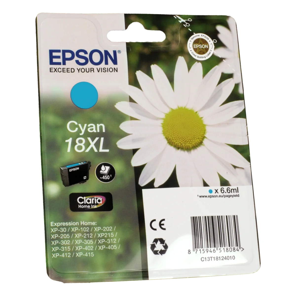 Druckerpatrone Epson 18XL cyan 6,6 ml | 450 Seiten (C13T18124010)