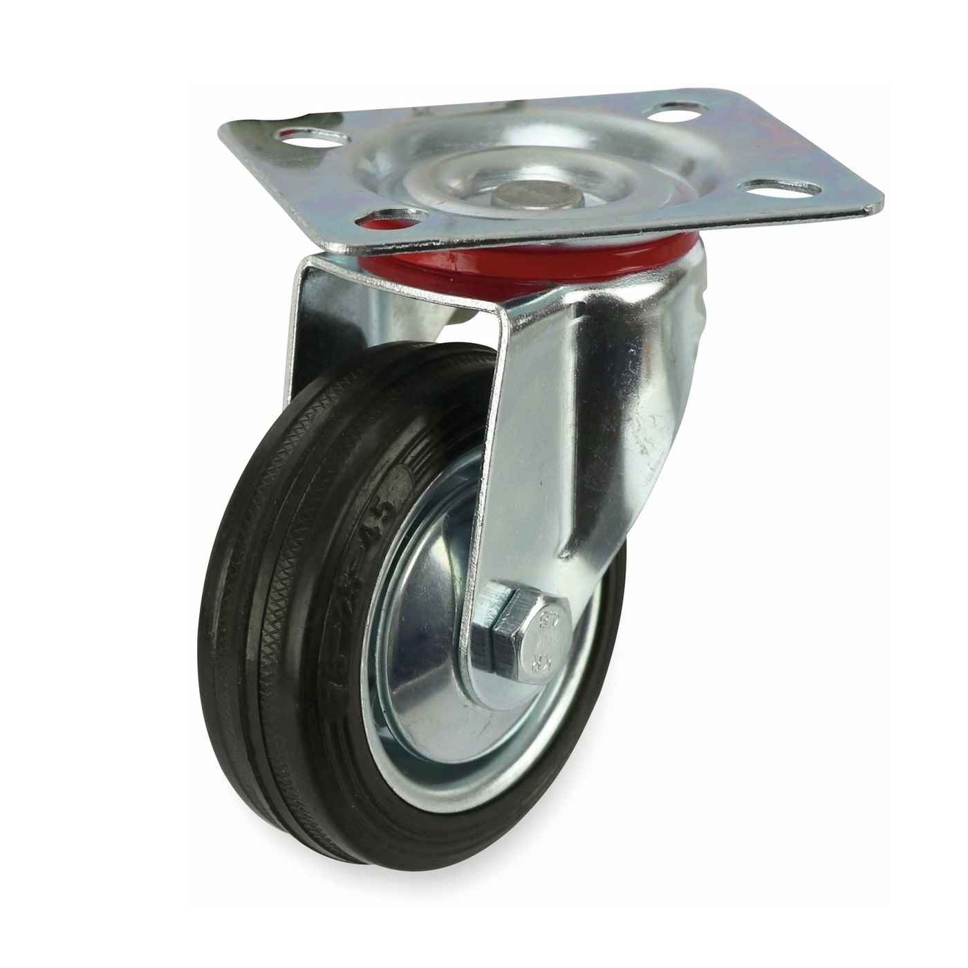 Masterproof Kugelgelagerte Vollgummi Lenkrolle 75mm
