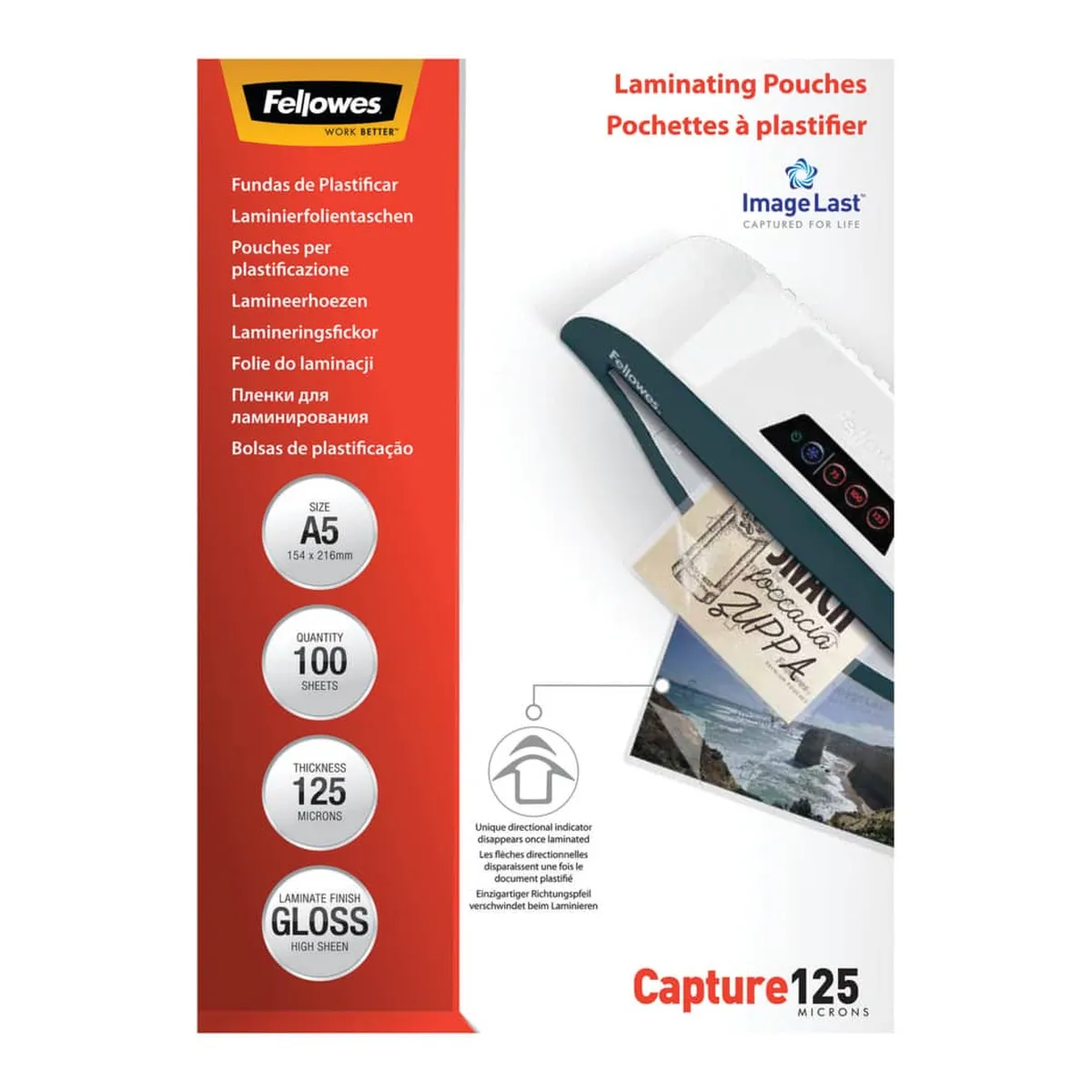Fellowes Laminierfolie Capture - A5, glänzend, 125 mym, 100 Stück
