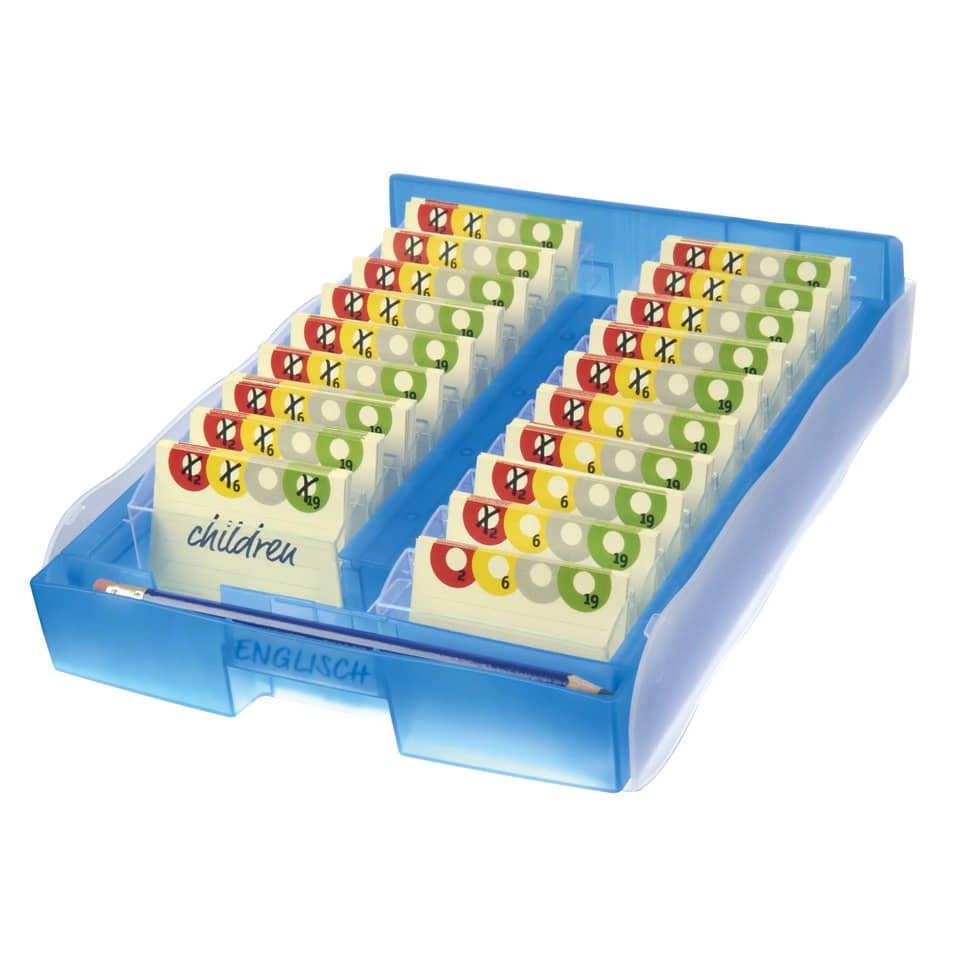 HAN Lernsystem CROCO 2-6-19 - A8 quer, für ca. 2000 Karten, blau-transluzent