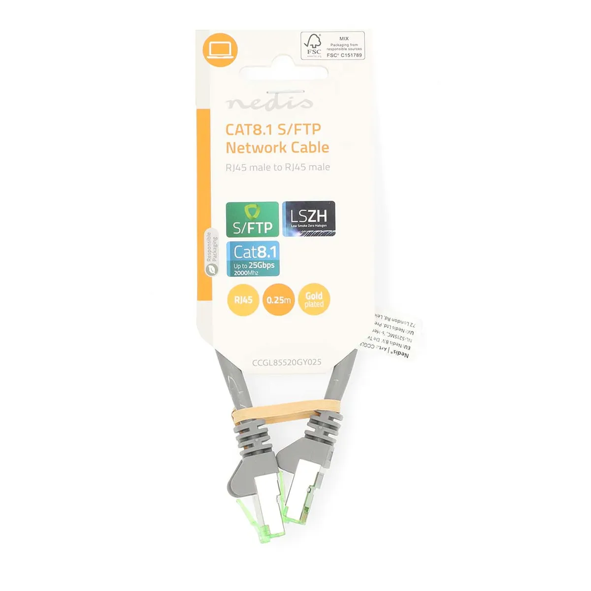 Nedis Cat 8.1 Netzwerkkabel grau 0.25m