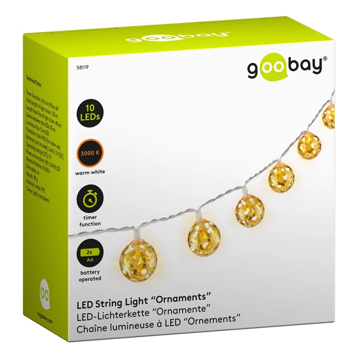 Goobay 10er LED-Lichterkette “Ornamente“