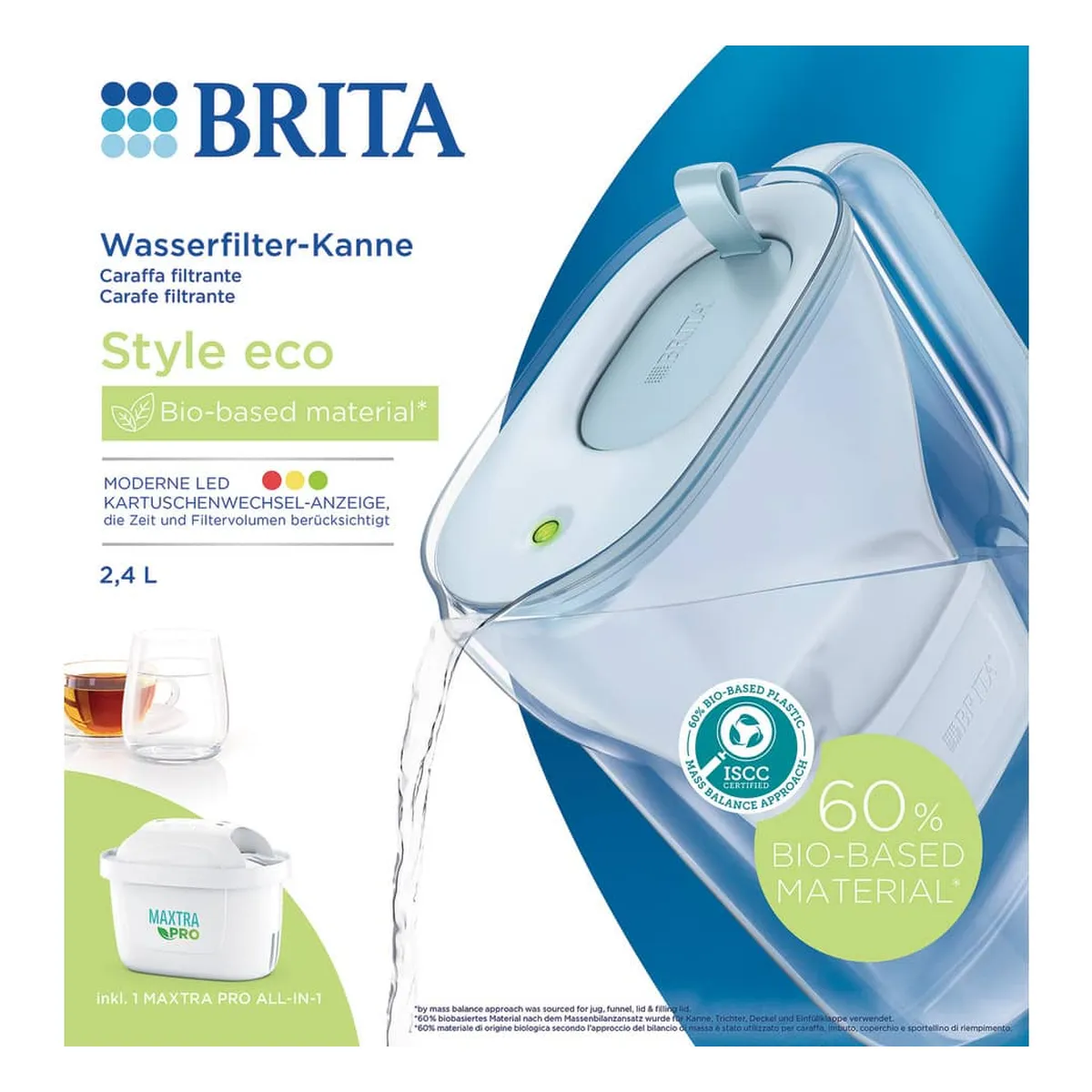 BRITA® Wasserfilter-Kanne Style eco - gletscherblau, inkl. MX PRO BRITA® Wasserfilter-Kanne Style eco - gletscherblau, inkl. MX PRO