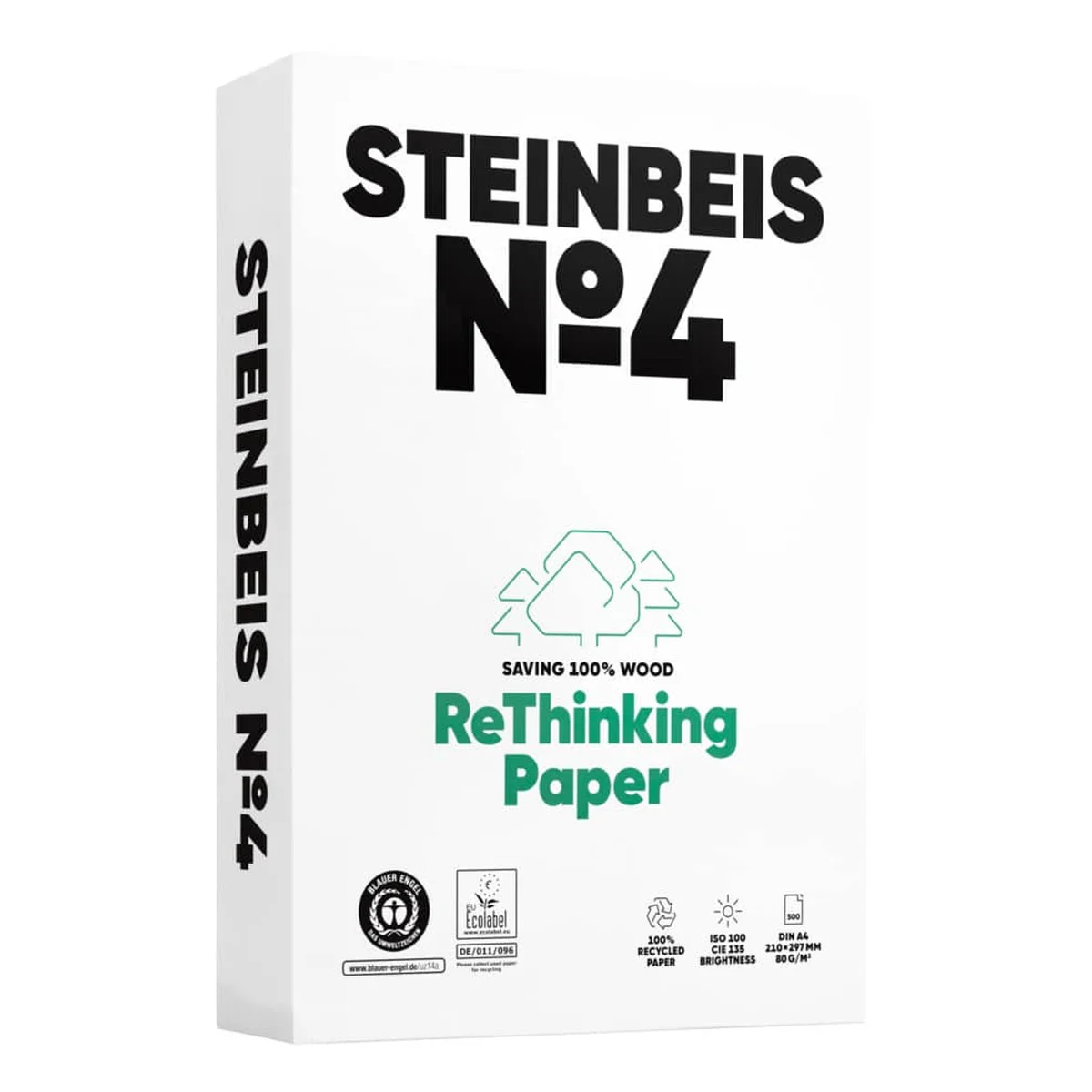 Steinbeis No. 4, Evolution White, Recyclingpapier, A4, 80g, weiß, Karton à 5x 500 Blatt