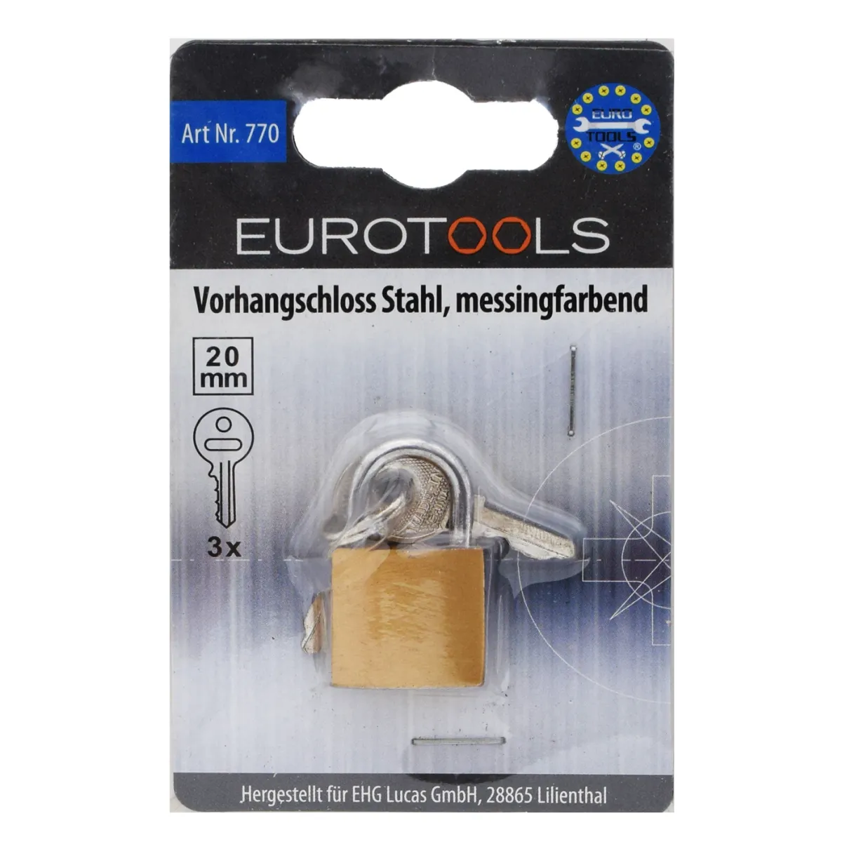Eurotools Keller-Vorhangschloss, Stahl, 20mm