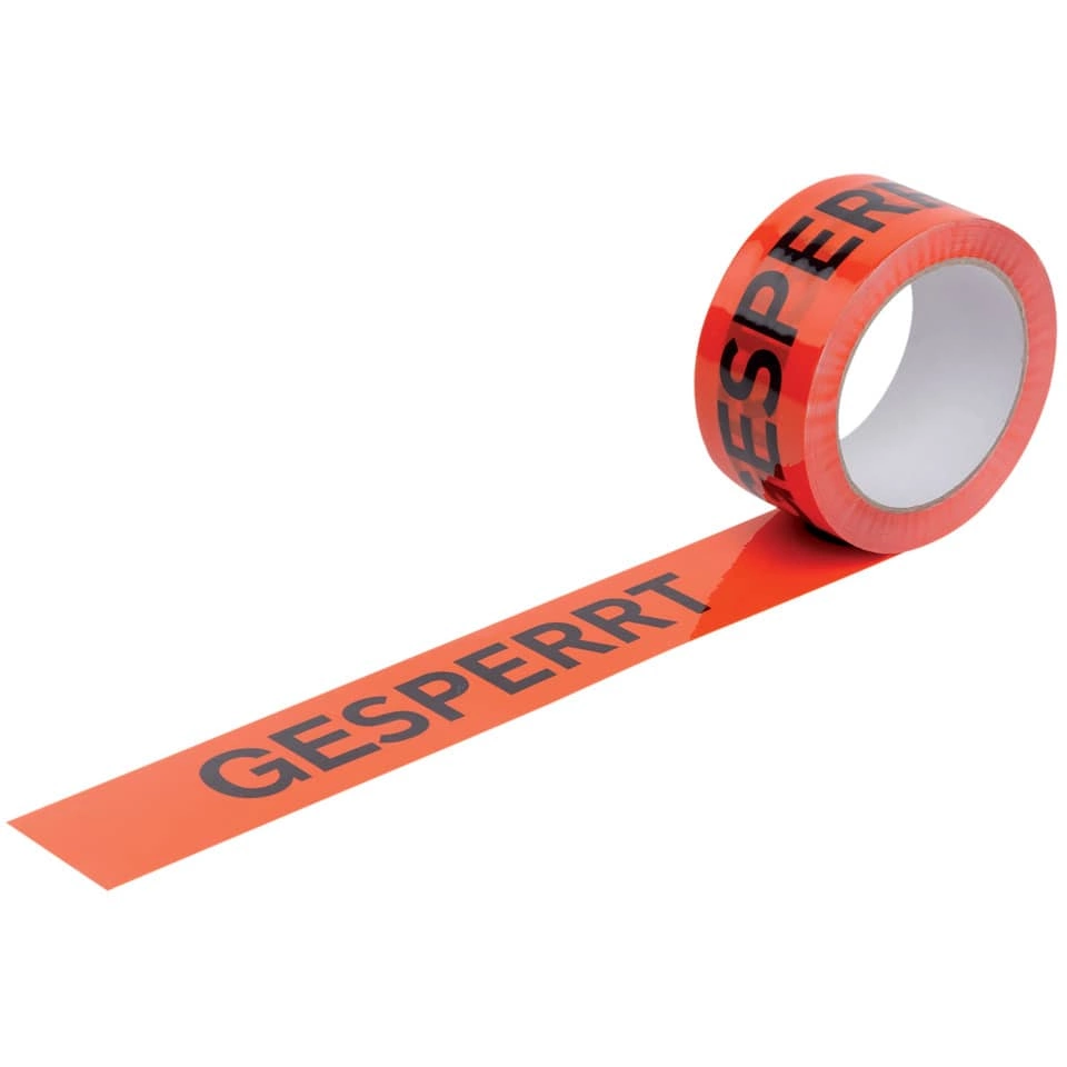 Warndruckband 'Gesperrt' 66 m orange