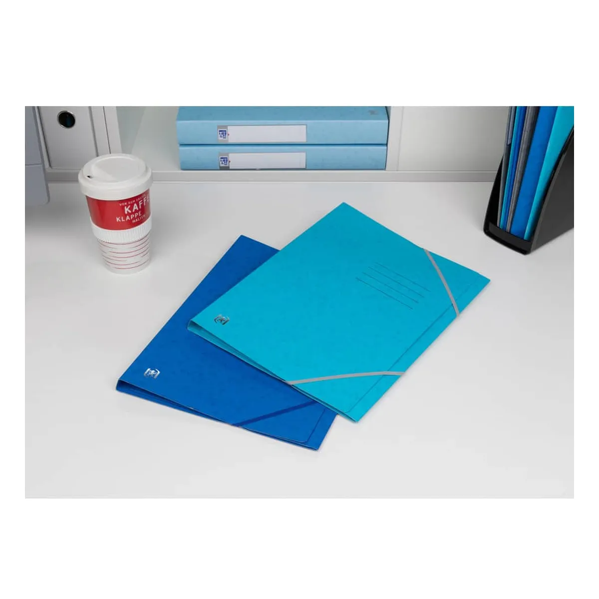 OXFORD Eckspannmappe TOP FILE+ - A4, 390 g/qm, Karton, Gummizug, hellblau