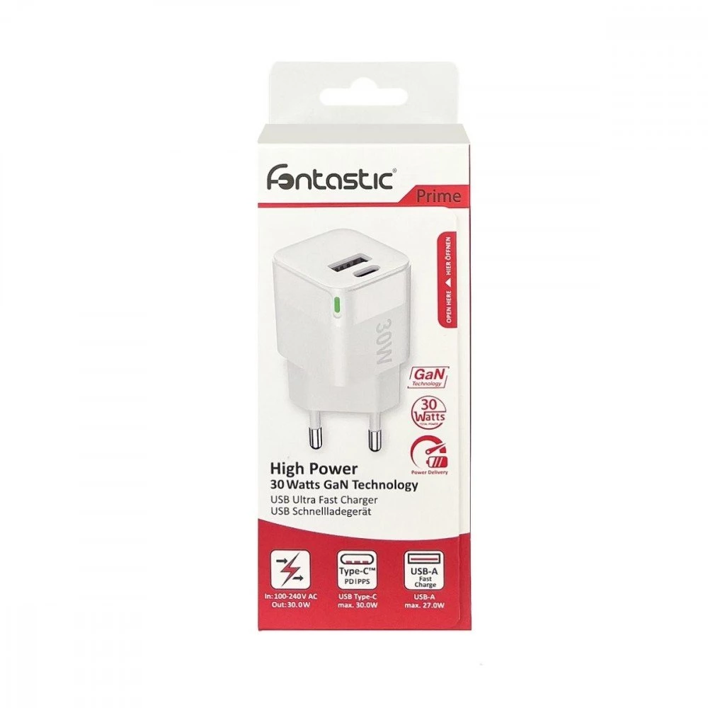 Fontastic Prime Netzteil GaNto30 Type-C PD + USB-A FC GaN 30W