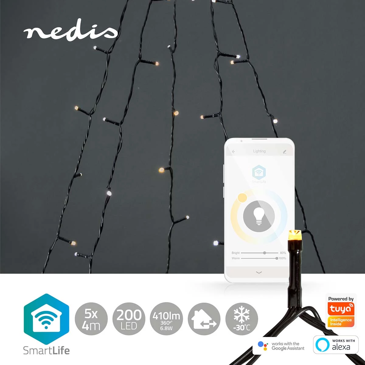 Nedis Smarte LED Tannenbaum-Lichterkette, 200 LEDs Nedis Smarte LED Tannenbaum-Lichterkette, 200 LEDs