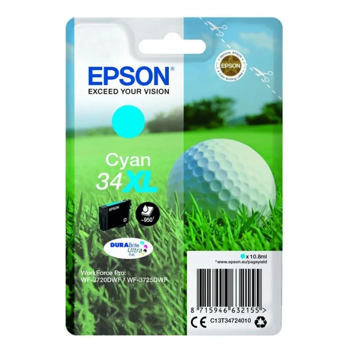 Druckerpatrone Epson 34XL cyan 10,8 ml | 950 Seiten (C13T34724010)