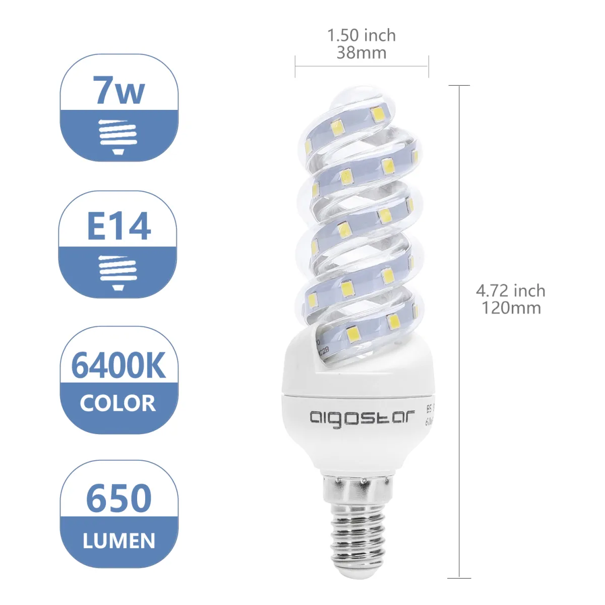 Aigostar LED 'Spirale' E14, 7W