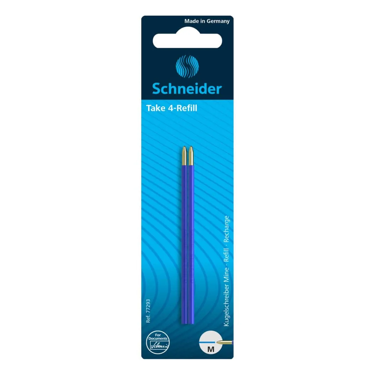 Schneider Kugelschreibermine Take 4 Refill - M, blau (dokumentenecht), 2 Stück