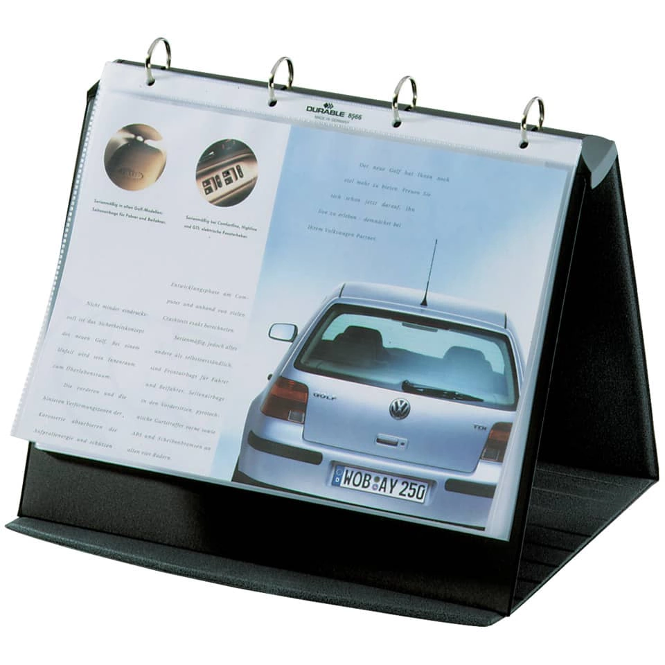 Tischflipchart DURASTAR®, mit 10 PP-Hüllen, A3 quer, 360 x 320 x 450 mm, basalt