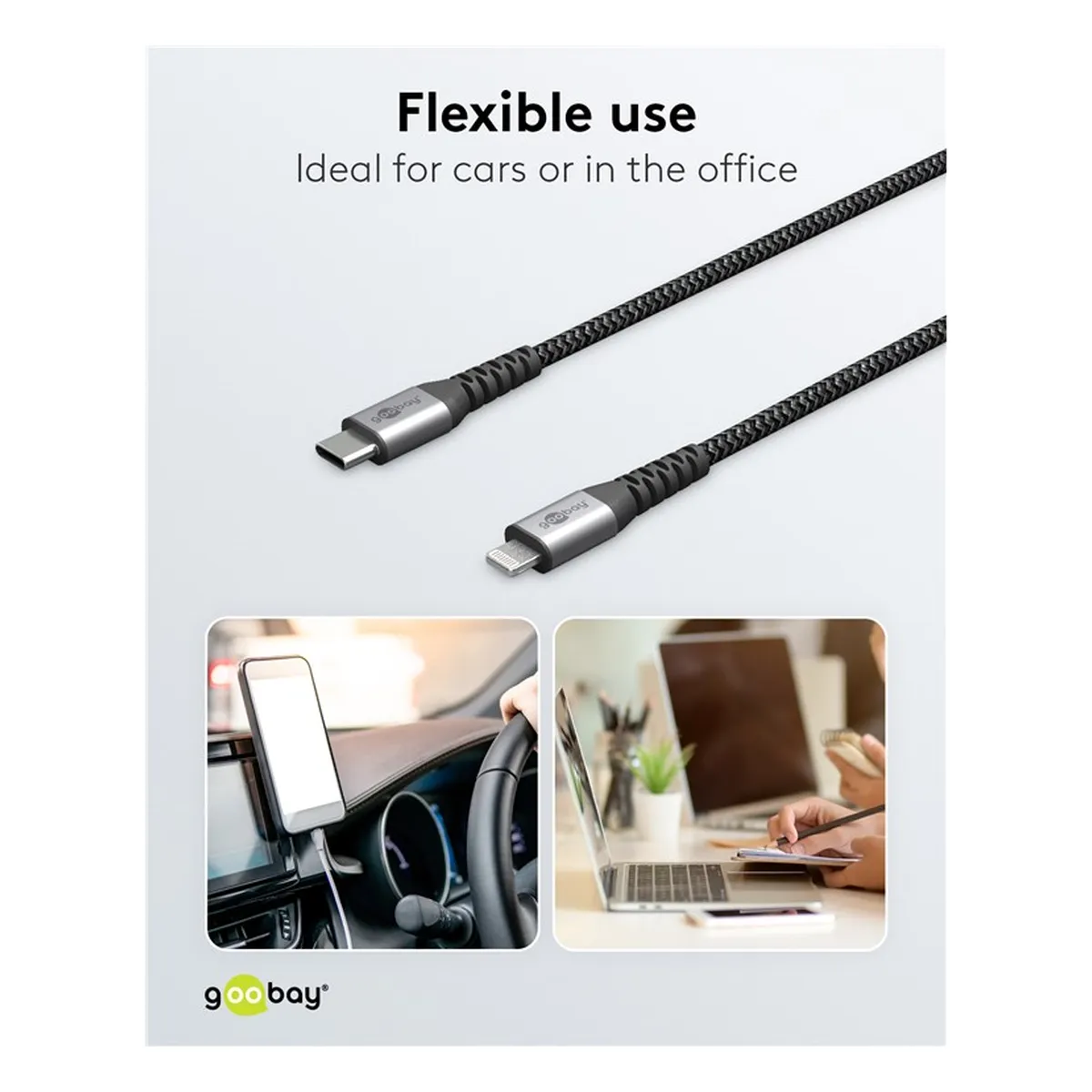 Goobay Lightning USB-C™ Lade- und Synchronisations Vollmetall-Kabel 2m