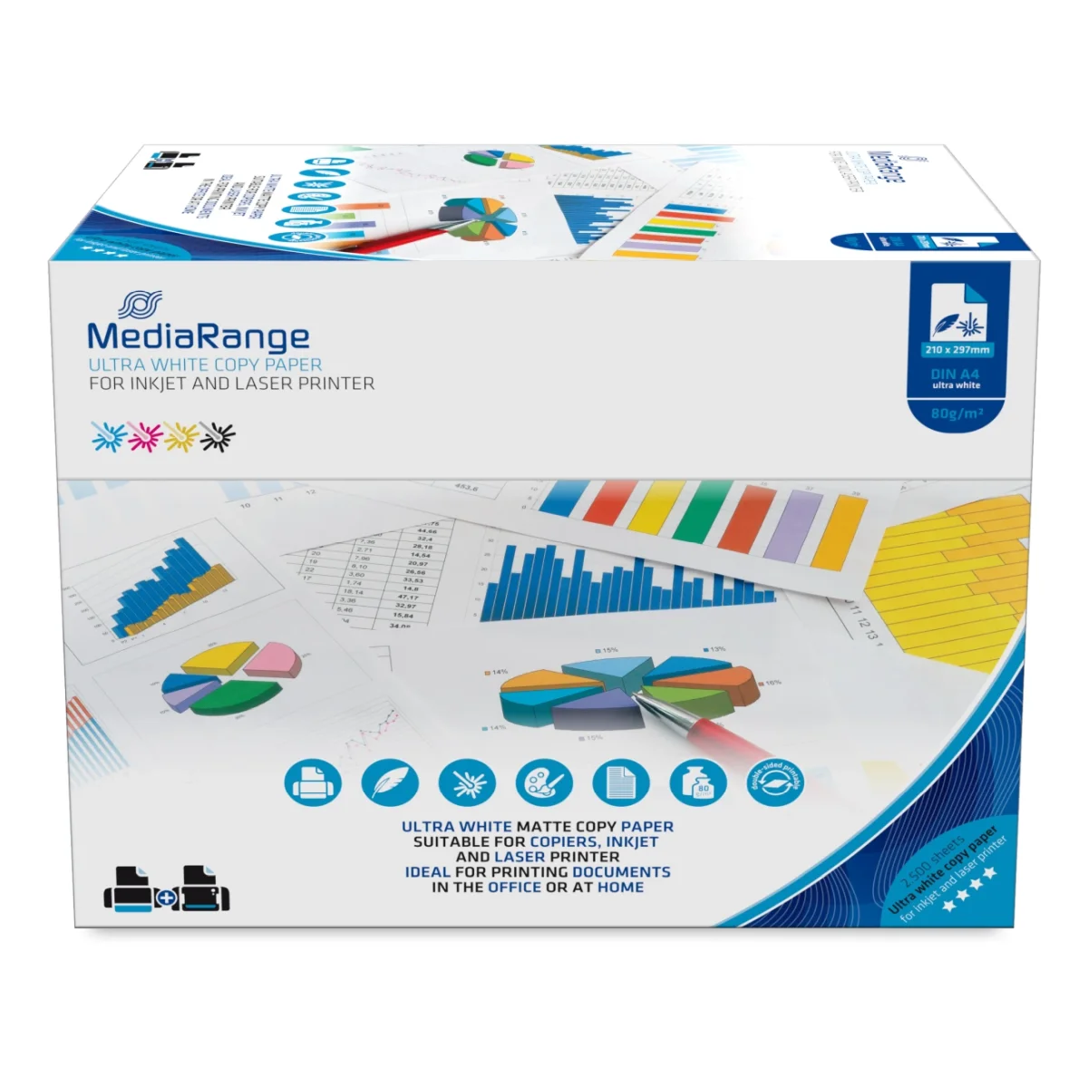 MediaRange Kopierpapier, A4, 80g, weiß, Karton à 2.500 Blatt