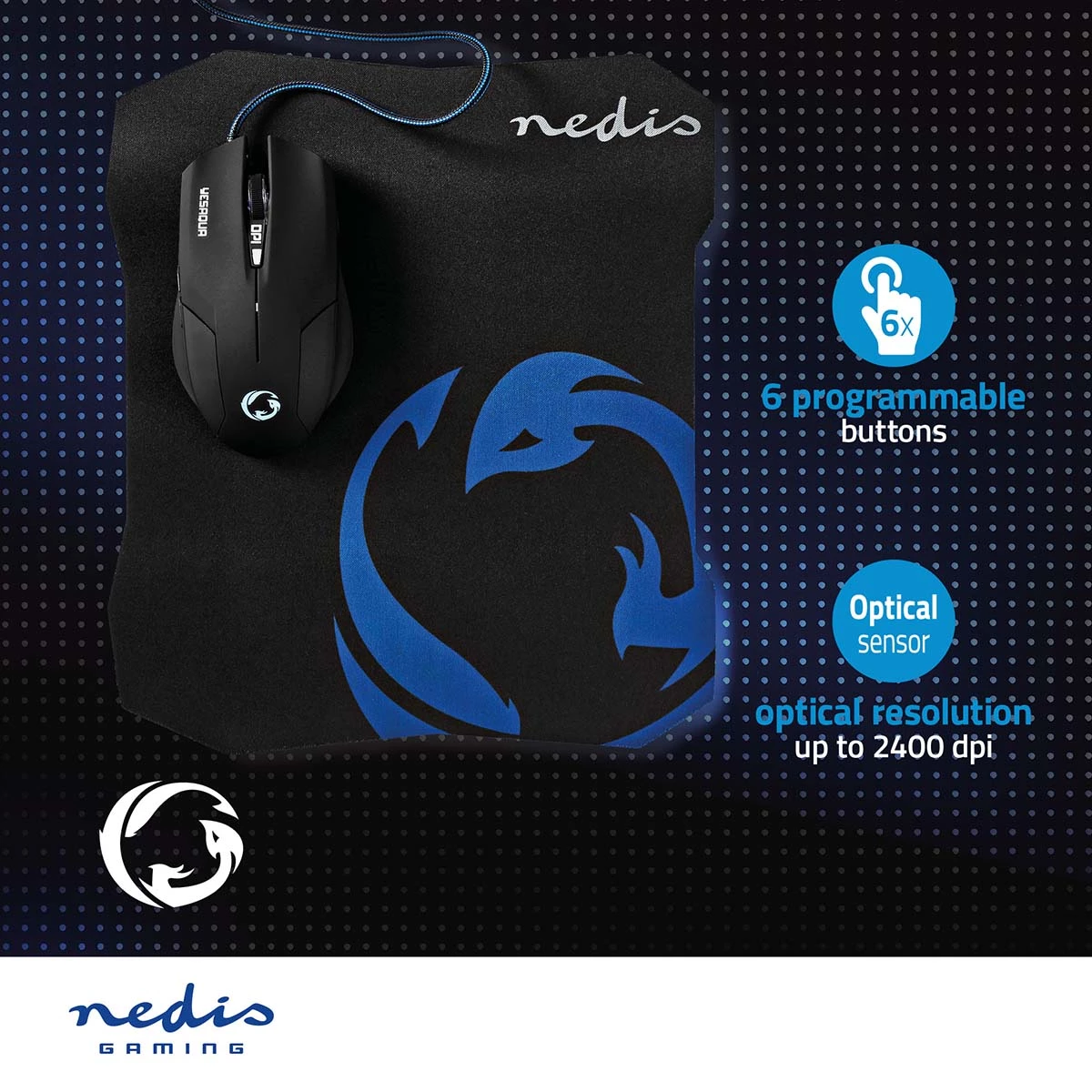 Nedis Gaming Mouse & Mouse Pad Set